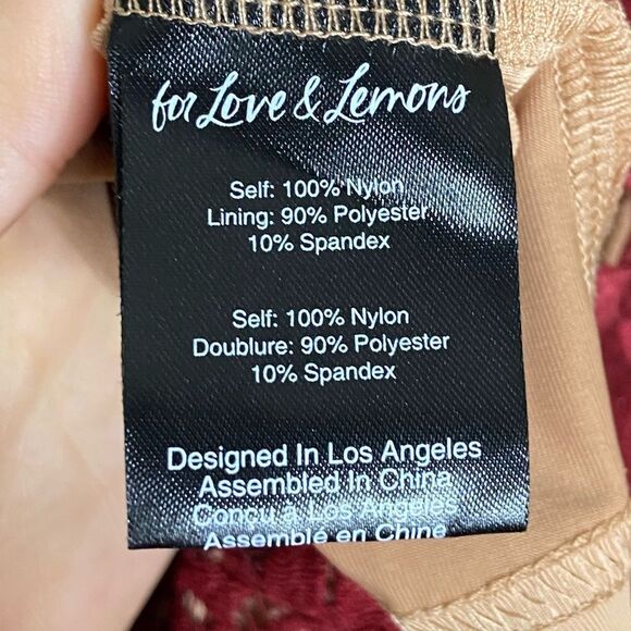 NWT For Love and Lemons Emerie Mini Burgundy Red Dress Lace Long Sleeves Size S - Picture 8 of 10